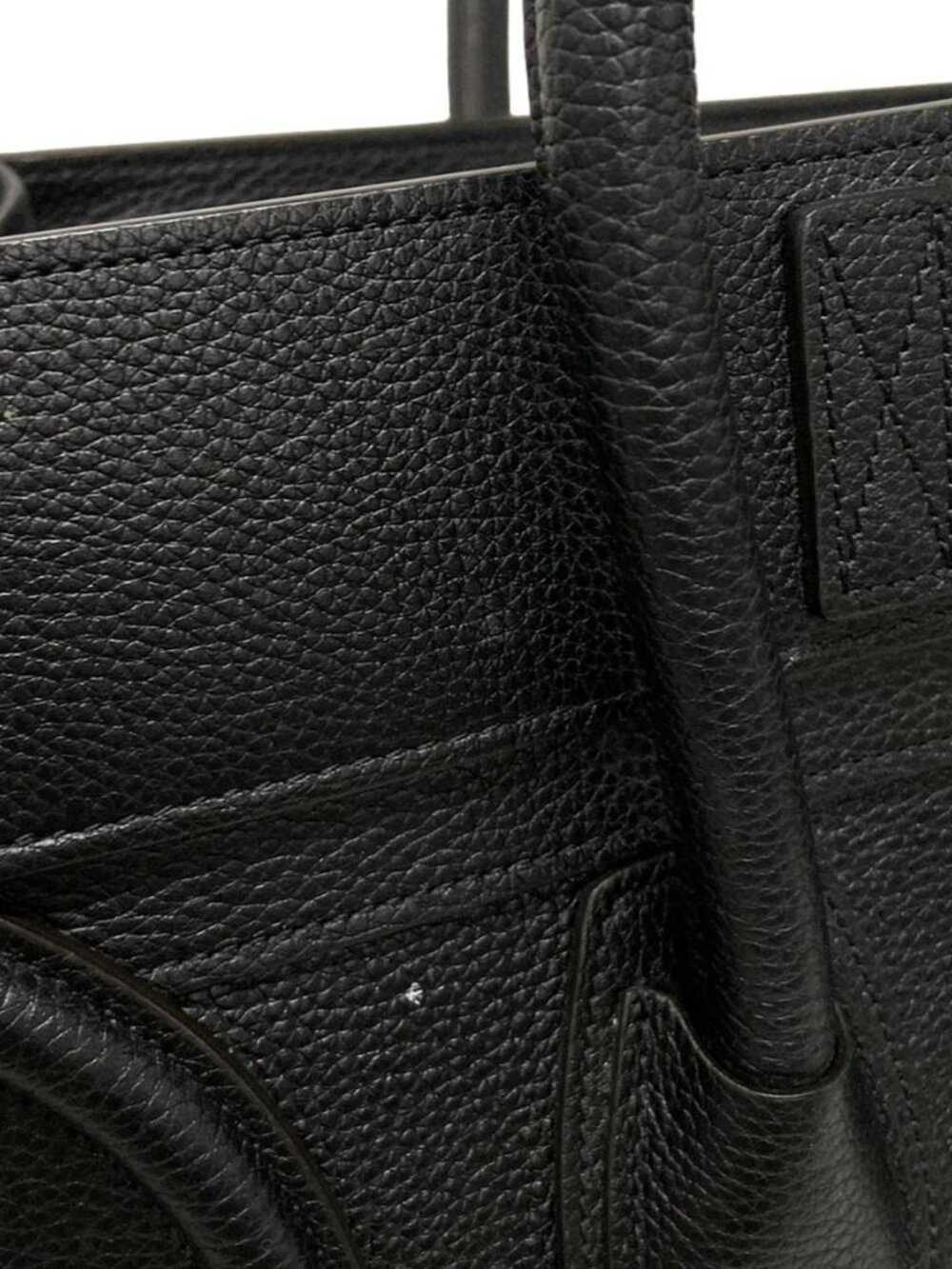 CELINE Luggage Mini Shopper - Black Drummed calfskin Handbag - Picture 8 of 15